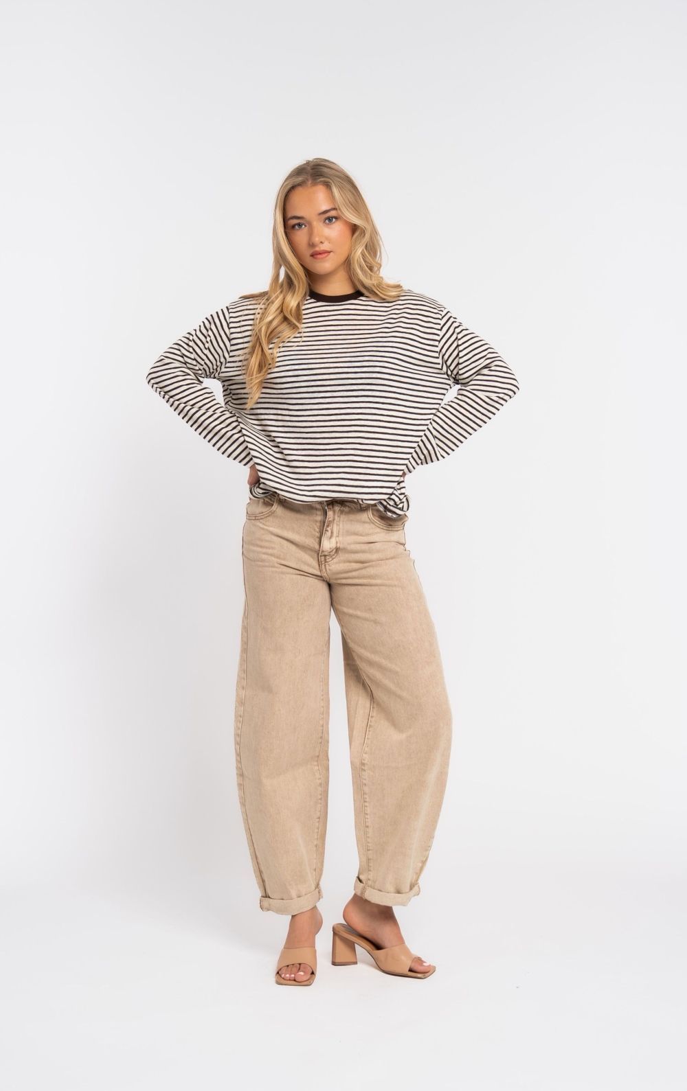 Barrel Jeans Beige