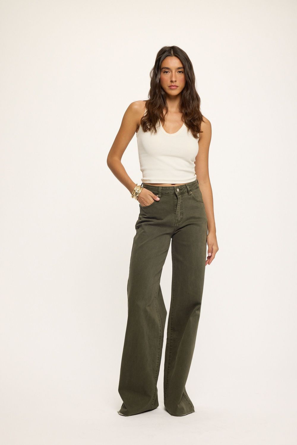Weite Hose Oliv