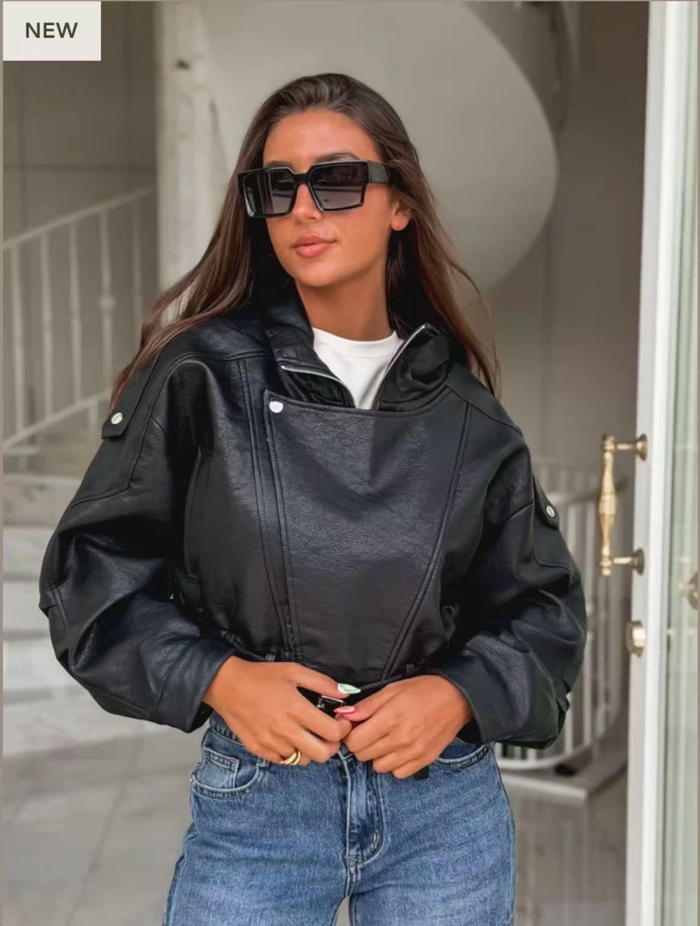 Lederjacke Schwarz